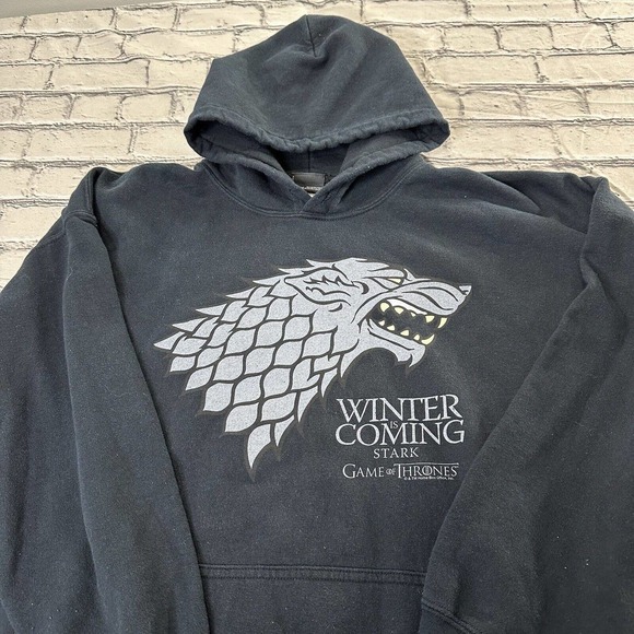 HBO Other - HBO Game of Thrones Stark Winter is Coming Mens Black Hooded Sweat Jacket XL